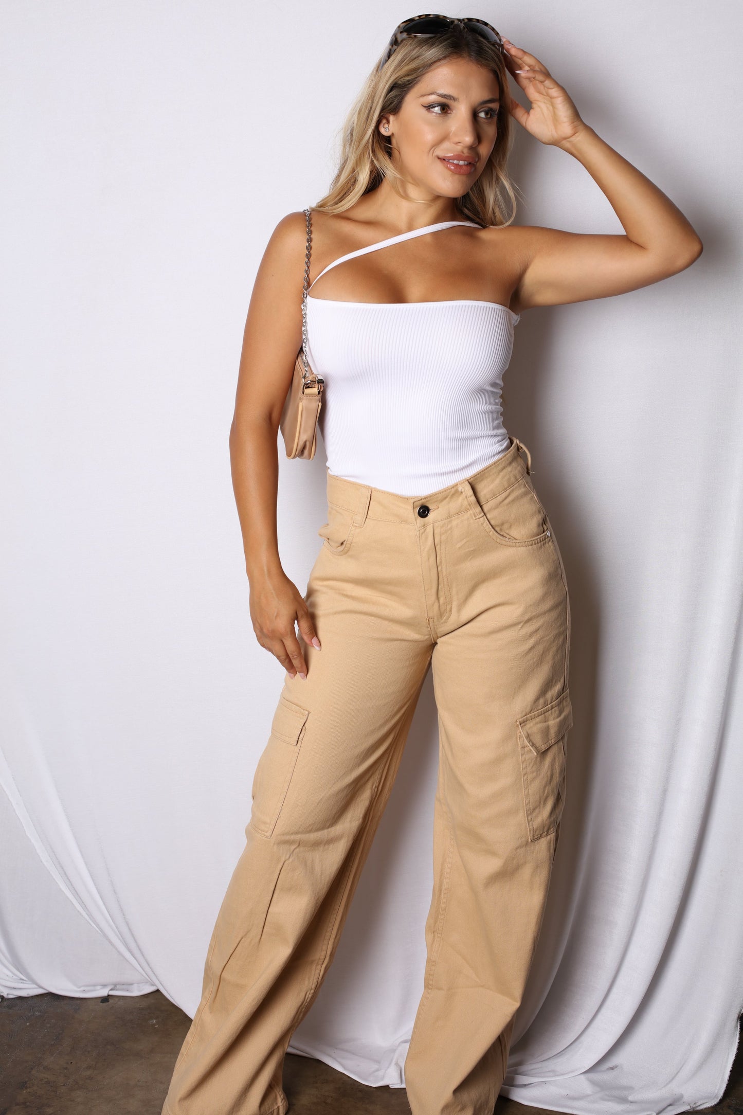 Cargo Wide Leg Pants Nude