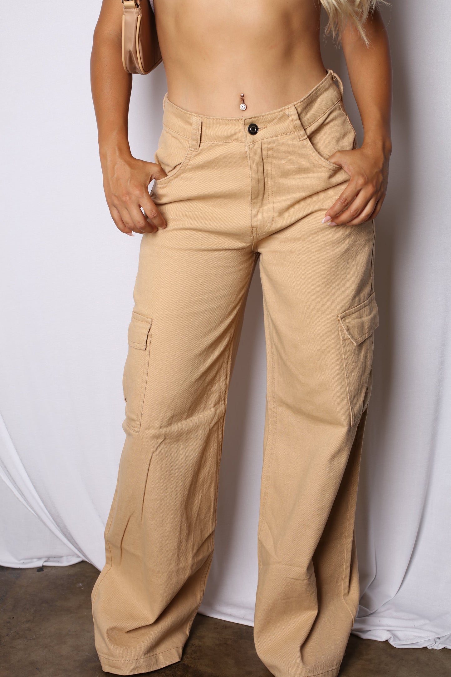 Cargo Wide Leg Pants Nude