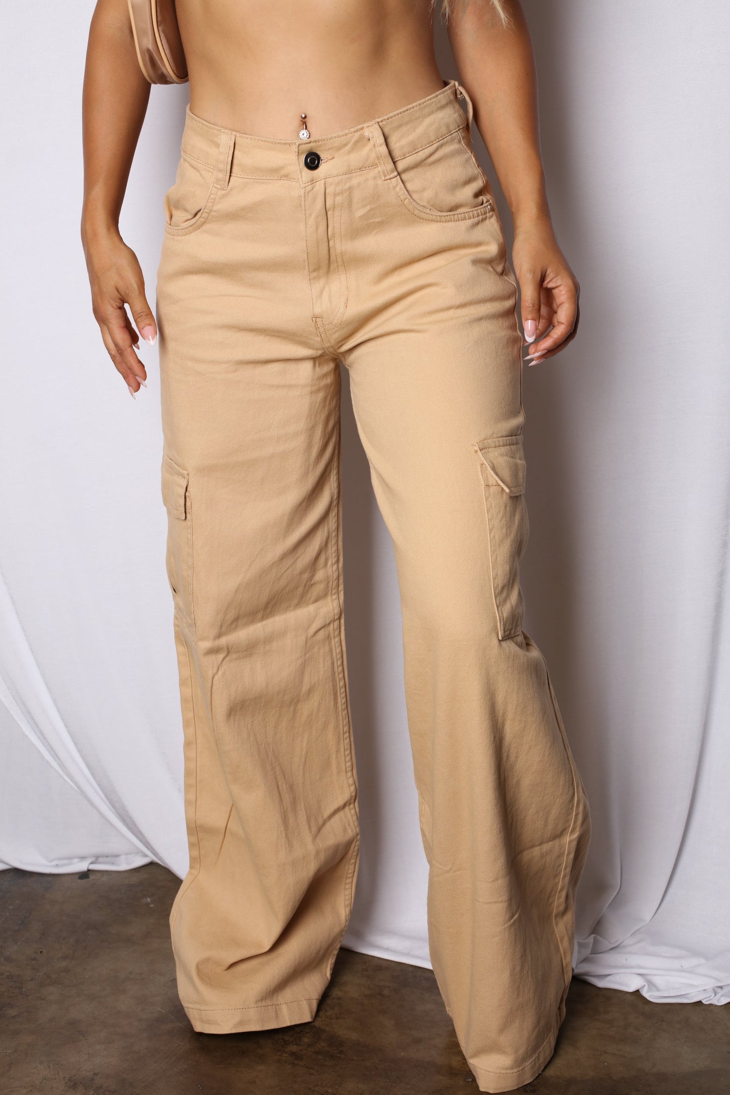 Cargo Wide Leg Pants Nude