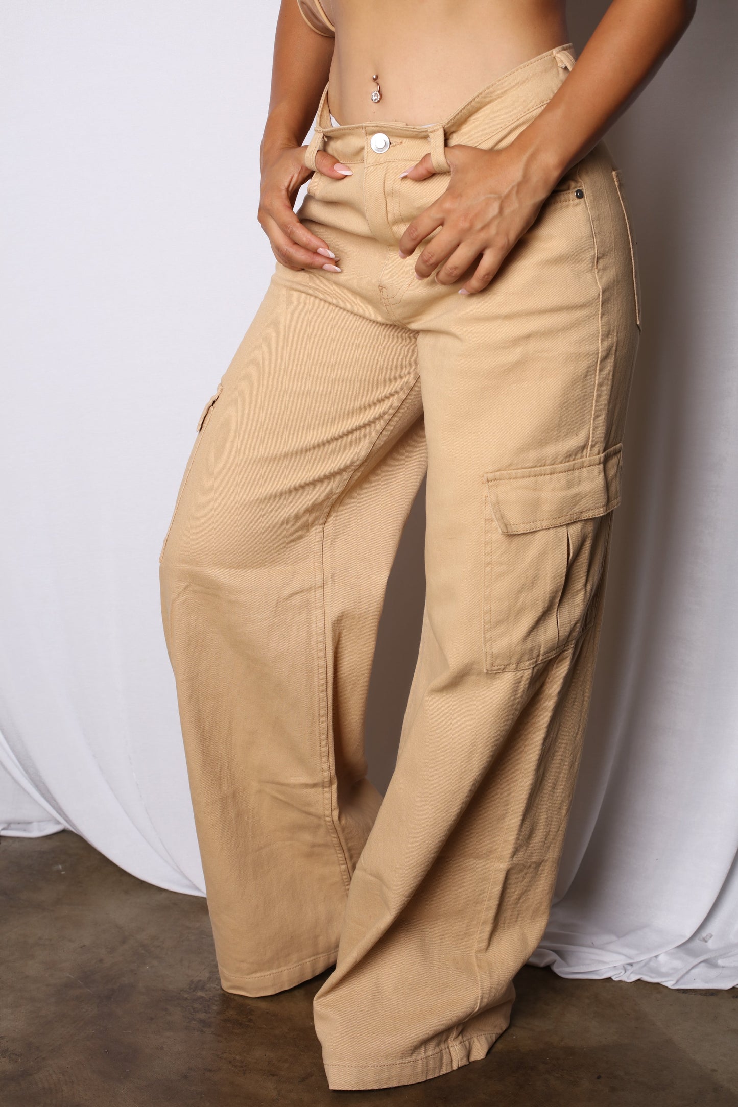 Cargo Wide Leg Pants Nude