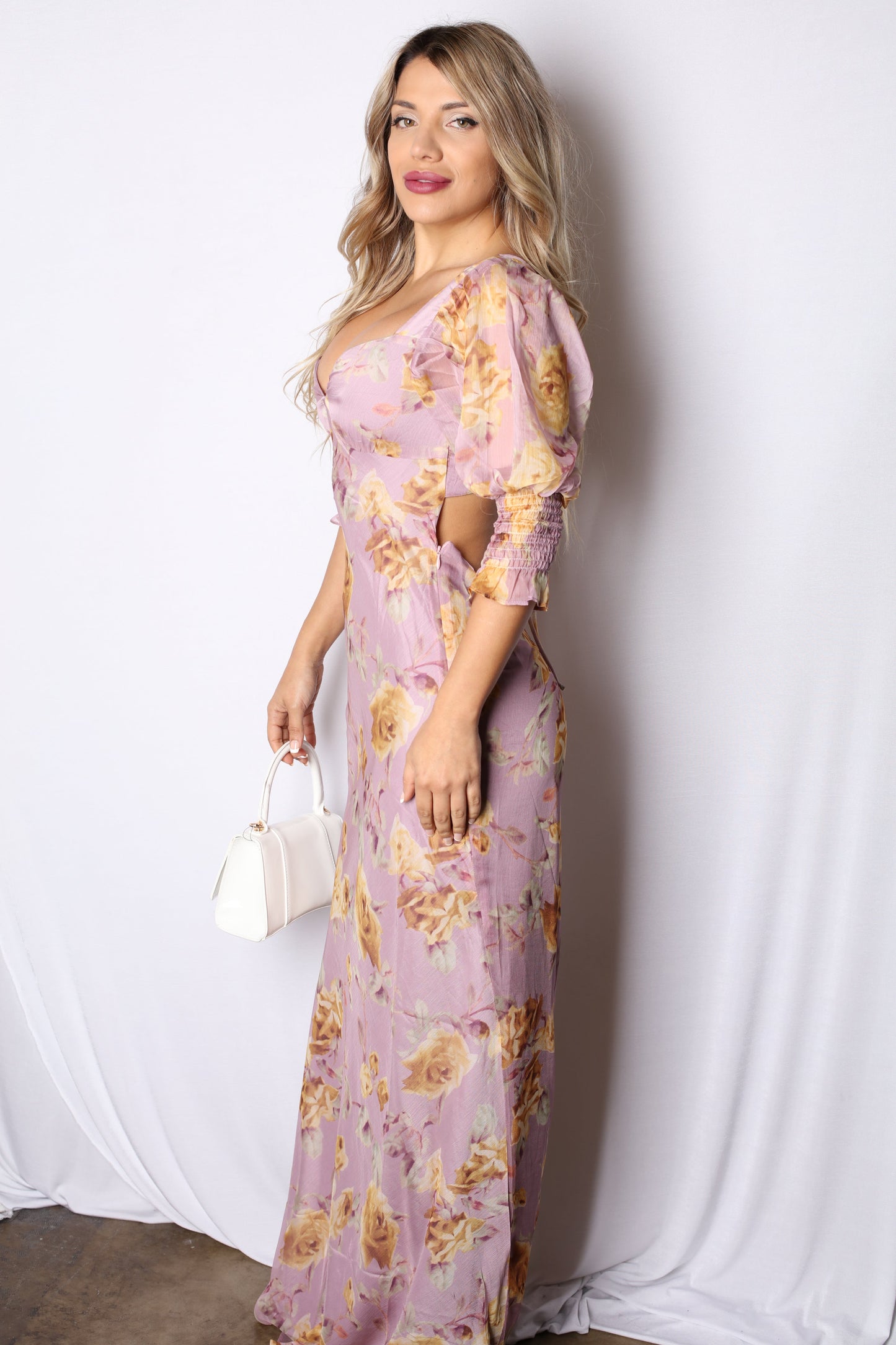 Purple Floral Maxi Dress