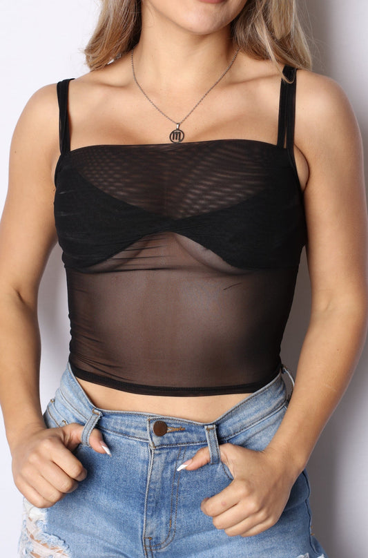 Mesh Double Strap Sheer Top