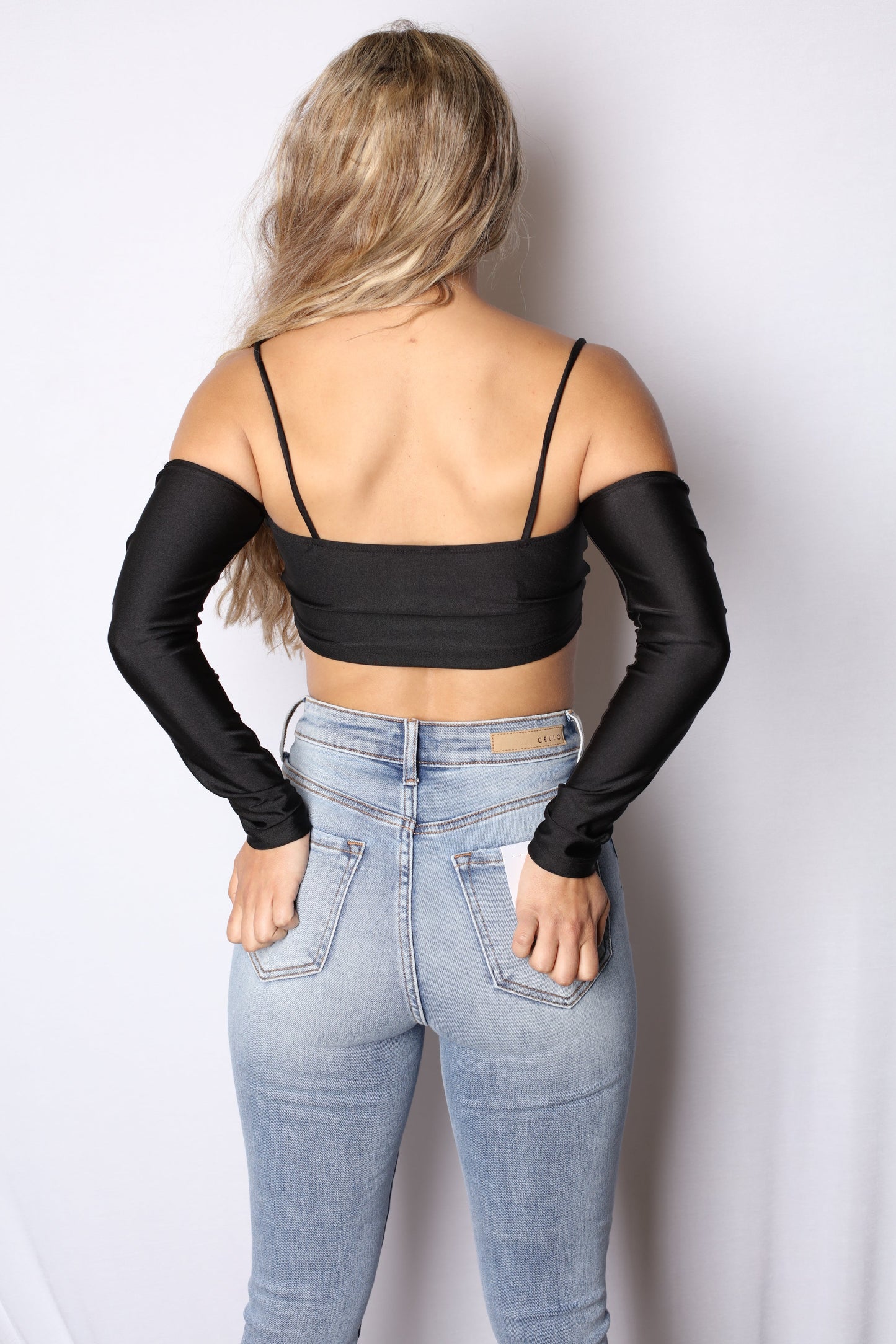 Twist Top With Attached Sleeves Black