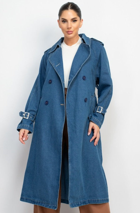 Denim Longline Trench Jacket