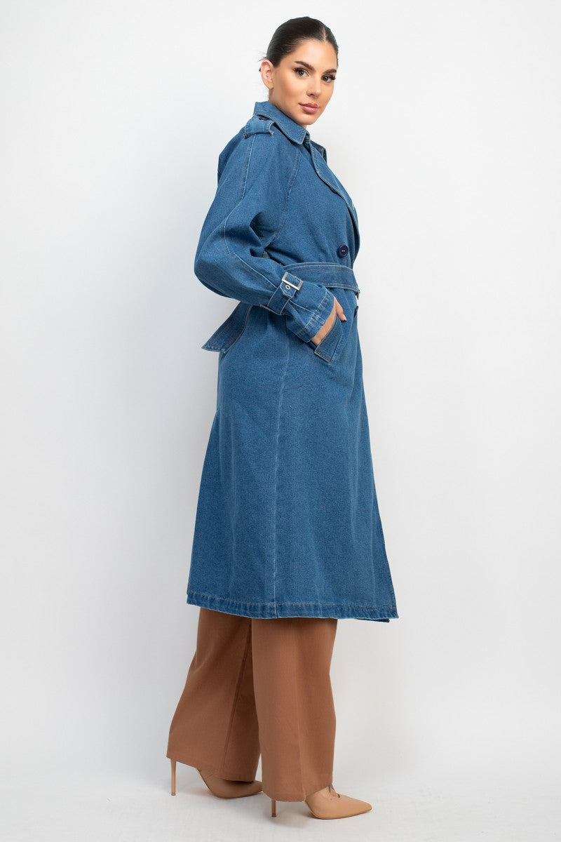 Denim Longline Trench Jacket