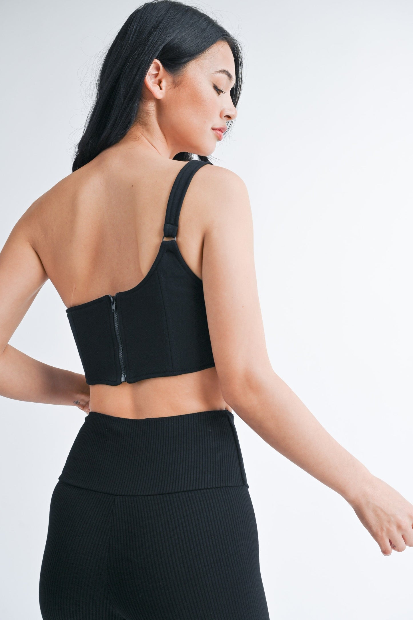 Unishoulder LA Corset Top Black