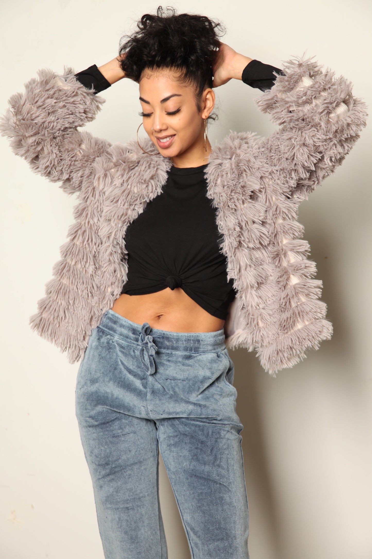 Fuzzy Fur Jacket Gray