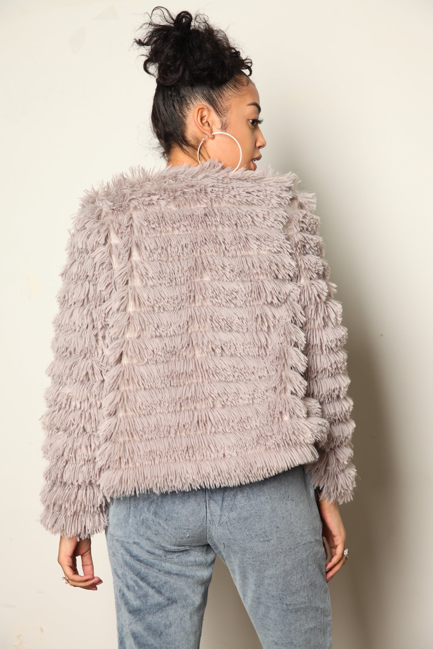 Fuzzy Fur Jacket Gray