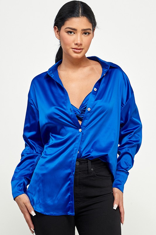 Button Up + Knot Top Matching Set Royal Blue