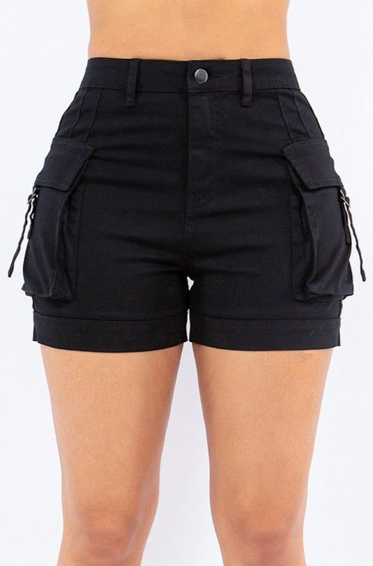 Stretch Cargo Shorts Black